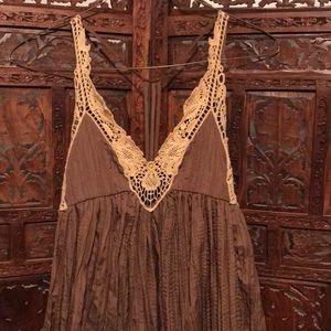 SEXY Free People mini dress with lace appliqué